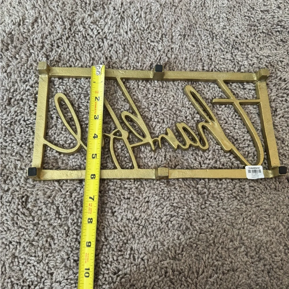 NWT Crate&Barrel Gold Script Trivet